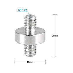 Adaptador de tornillo CAMVATE de doble extremo macho de 1/4"-20 macho a rosca macho de 1/4"-20