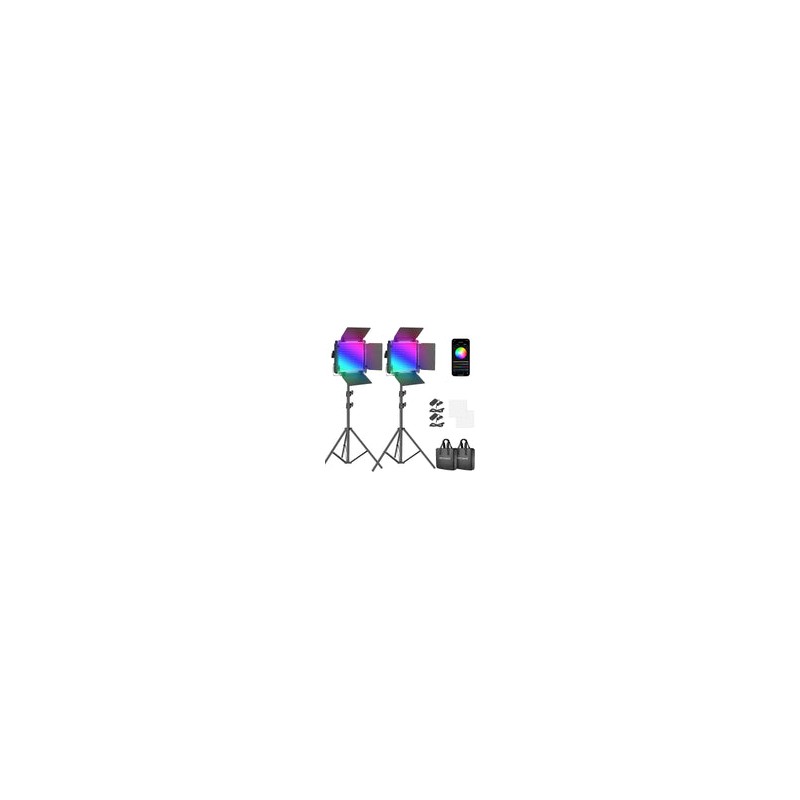 Kit de 2 lámpara Neewer LED- NL660 APP RGB, Pedestales y Estuche
