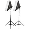 Kit de iluminación fluorescente Fovitec EZ incluye 2 Cajas Suavizadoras, 2 socket de 1 foco, 2 pedestales y estuche