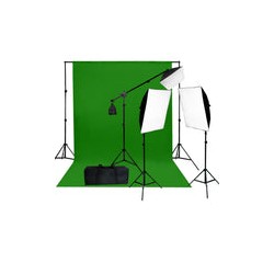 Kit Faithwinning VL-2057 PLUS: 2 Cajas Suavizadoras, 1 Lámpara Pelo, 3 Pedestales, Portafondos, Tela Chroma y Estuche