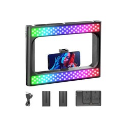 Kit VideoRig con lámpara RGB Neewer 10100582 con 2 baterías y cargador doble