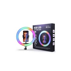Lámpara de Anillo de 10" RGB MJ26 con tripiél